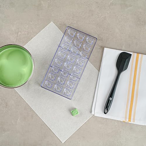 Miniatura 6 de Pastry Tek - Molde para moldear chocolate de 10.8 x 5.3 pulgadas, 1 molde de caramelo congelable, 24 cavidades, diseño de hoja de bloque, molde de