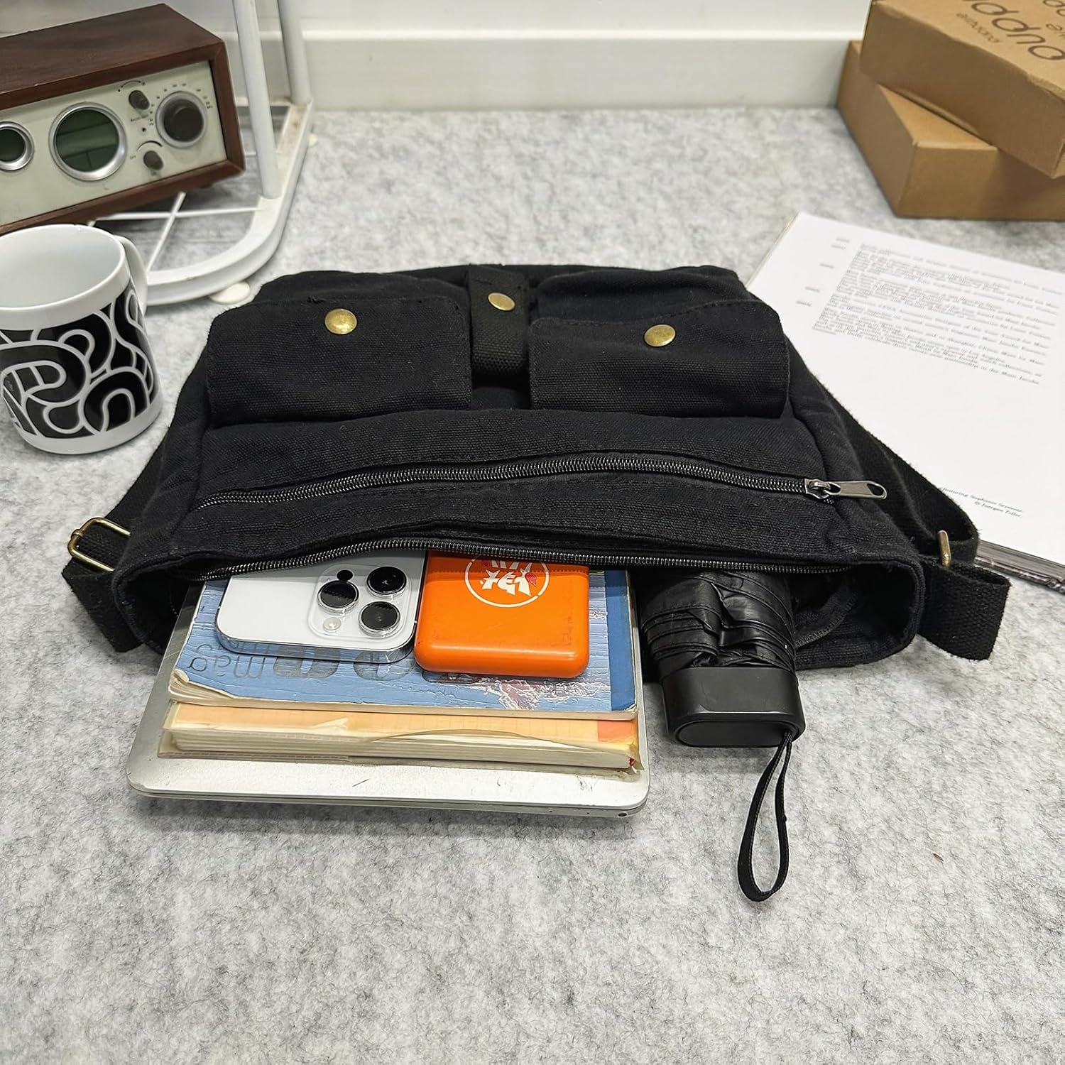 School Vintage Canvas Messenger Bag for Men Crossbody Shoulder Bag Satchel Handbags - Image 6