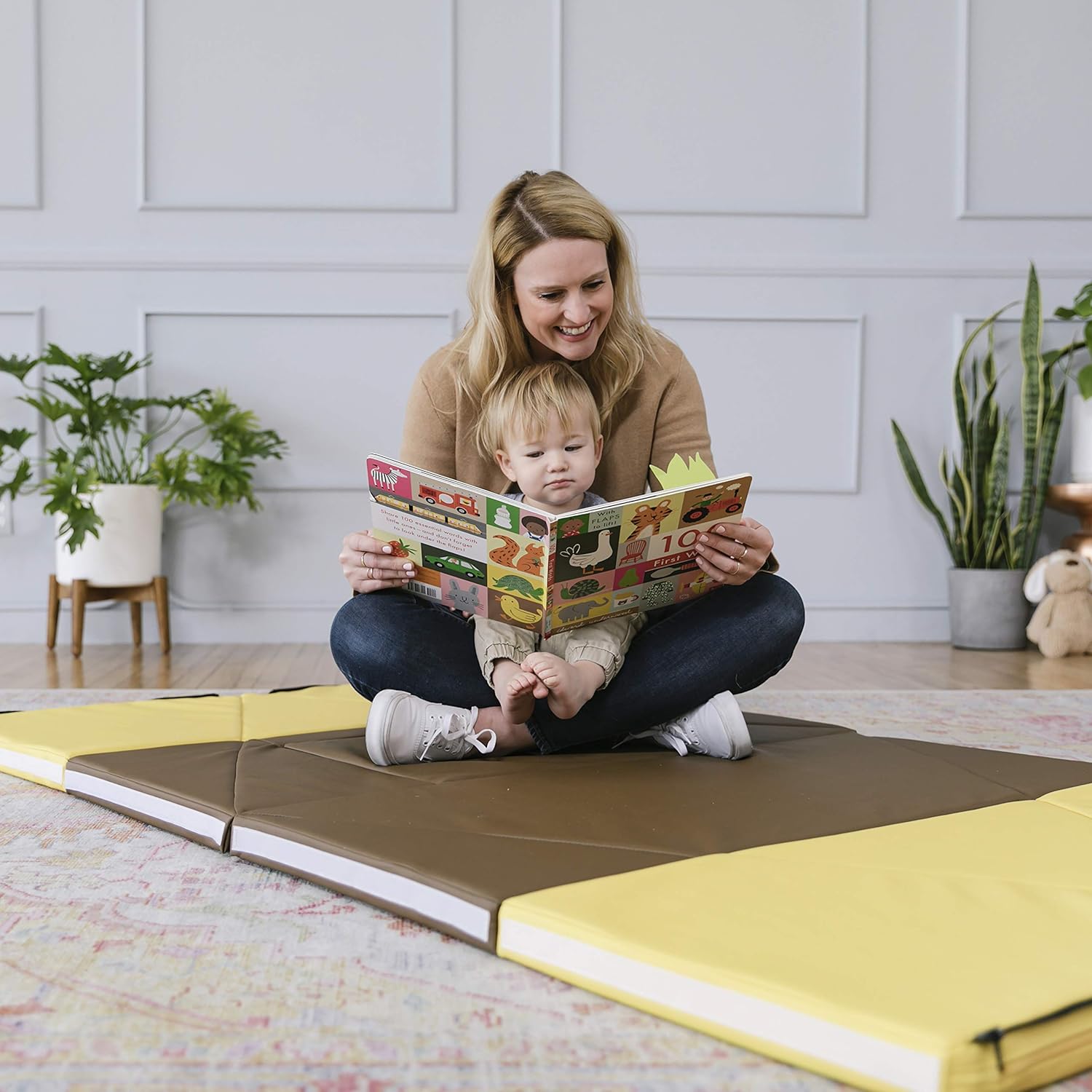 ECR4Kids SoftZone Camp, Canoe and Tumble Too, Folding Playmat, Chocolate/Yellow