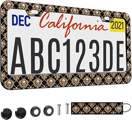 Miniatura 26 de 2 piezas Marco de matrícula azul con diseño de bosque montañoso para mujeres, marcos de etiqueta decorativa de coche azul montañoso para chicas,