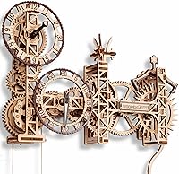 Vista 1 de WOODEN.CITY Reloj de pared Steampunk – Rompecabezas de reloj de madera 3D para adultos y adolescentes, kit de construcción de reloj de péndulo