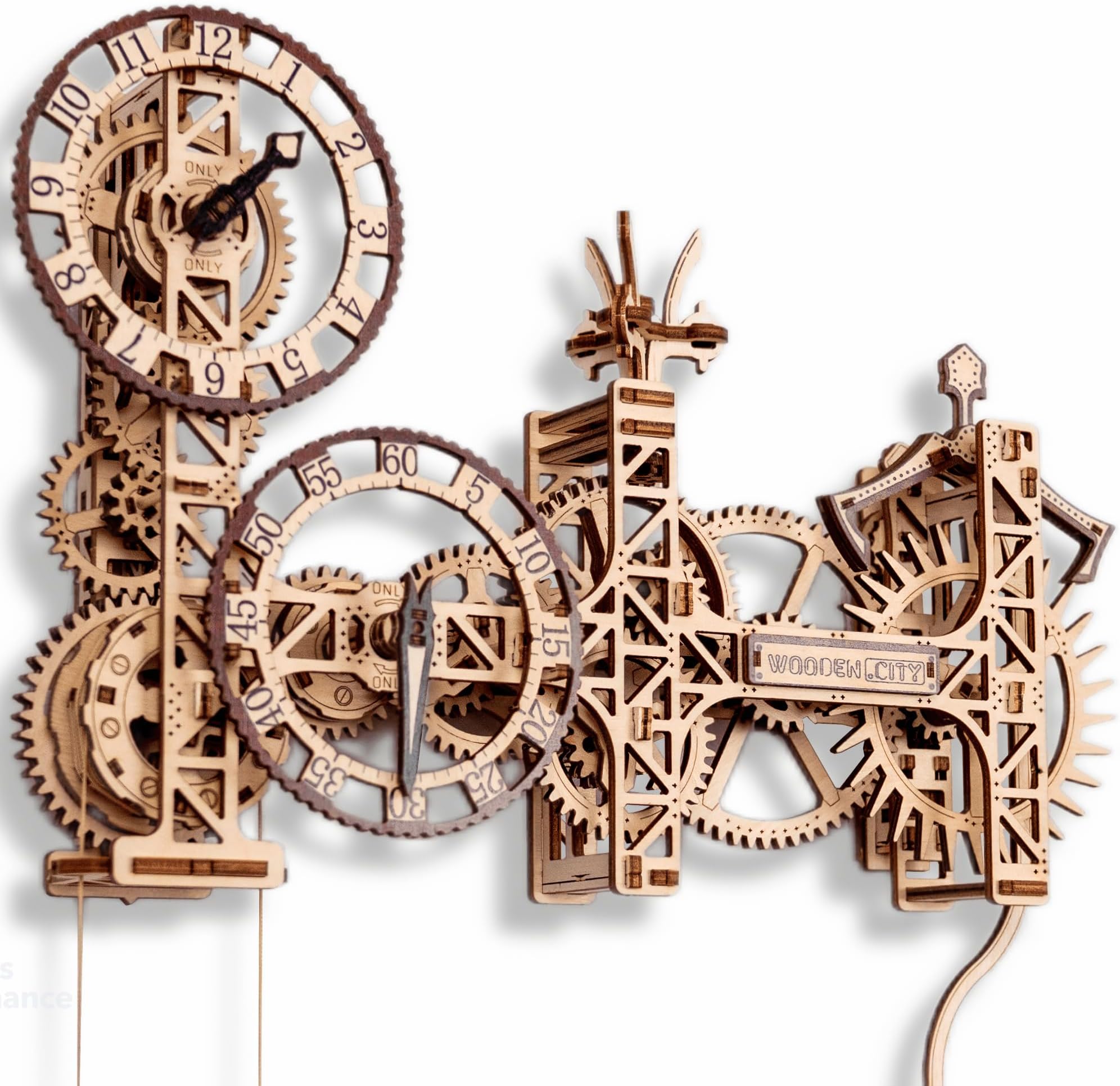 WOODEN.CITY Steampunk Mechanical Clock Making Kit - 3D Wooden Puzzles for Adults - Decorative Wall Clock Model Kit