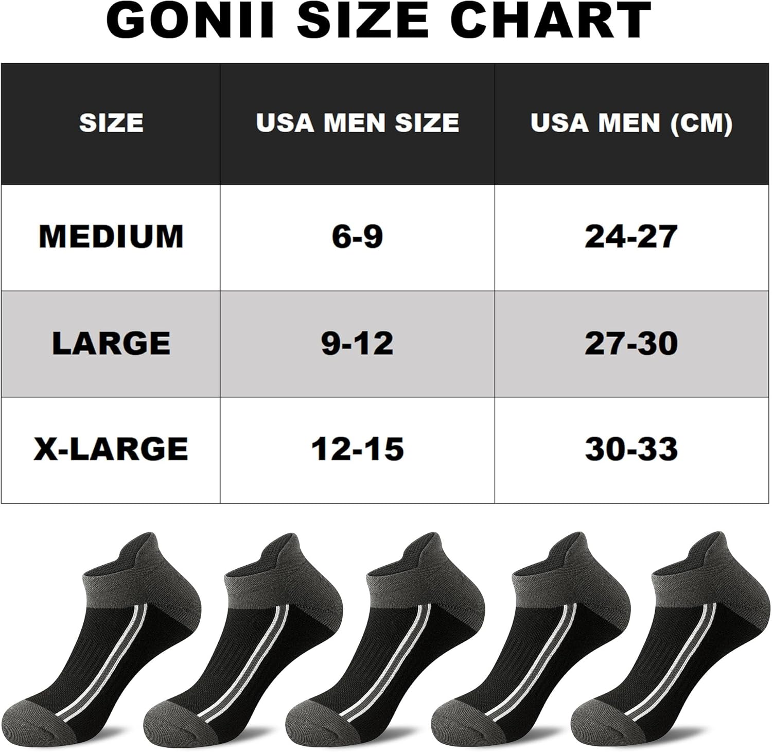 Gonii Men's Running Athletic Ankle Socks - Thick Cushioned Low Cut Socks (5 Pairs) - Image 7