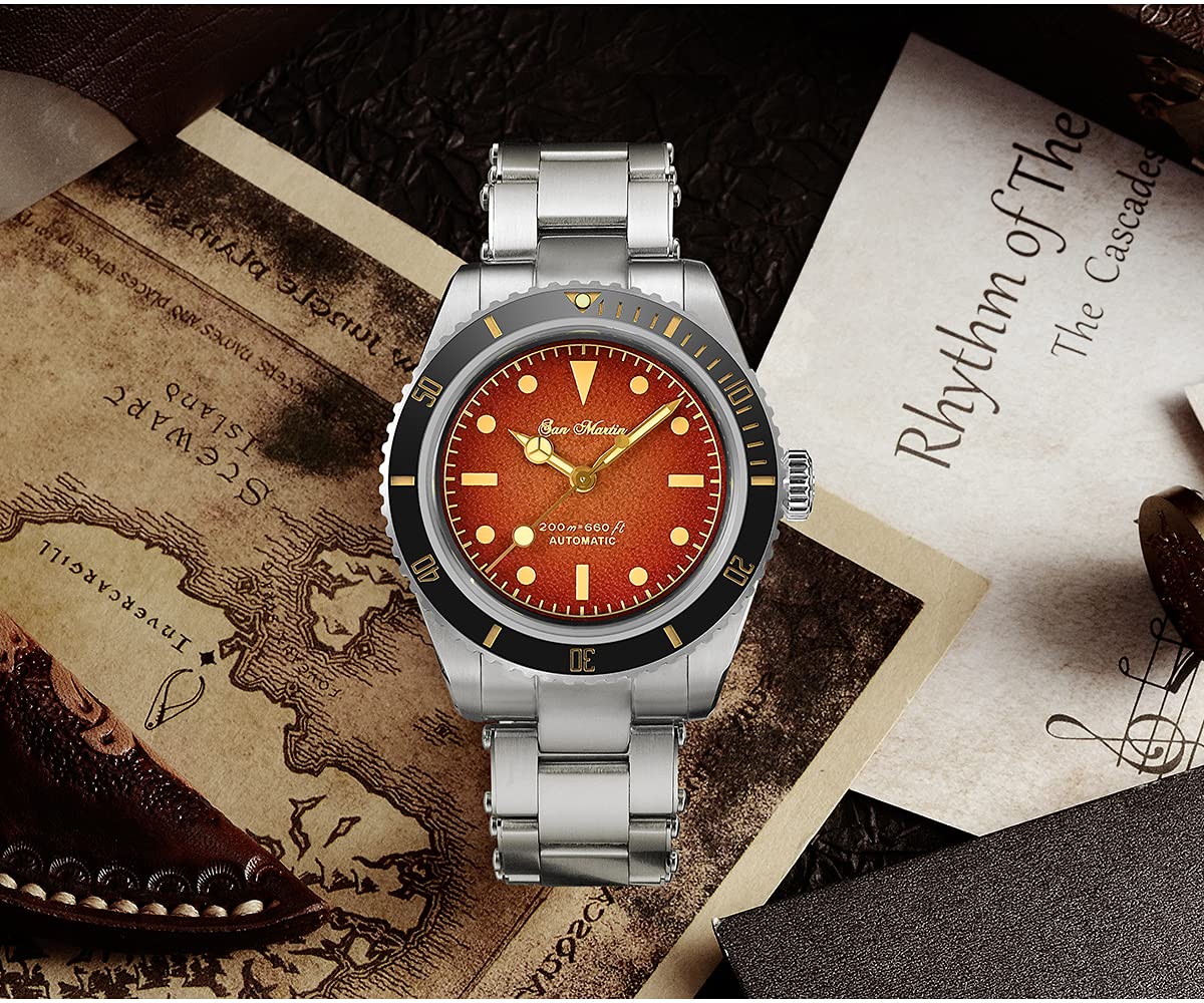 NC San Martin SN004G v2 Retro 6200 Luxus Herren Taucheruhren Saphirglas 200m wasserdichte automatische mechanische Uhr für Männer