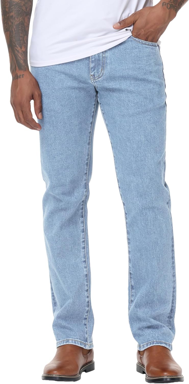 Men's Regular Fit Straight Leg Jeans - Comfort Stretch Cotton Denim Pants for Daily, Work and All Season Wear - Image 3