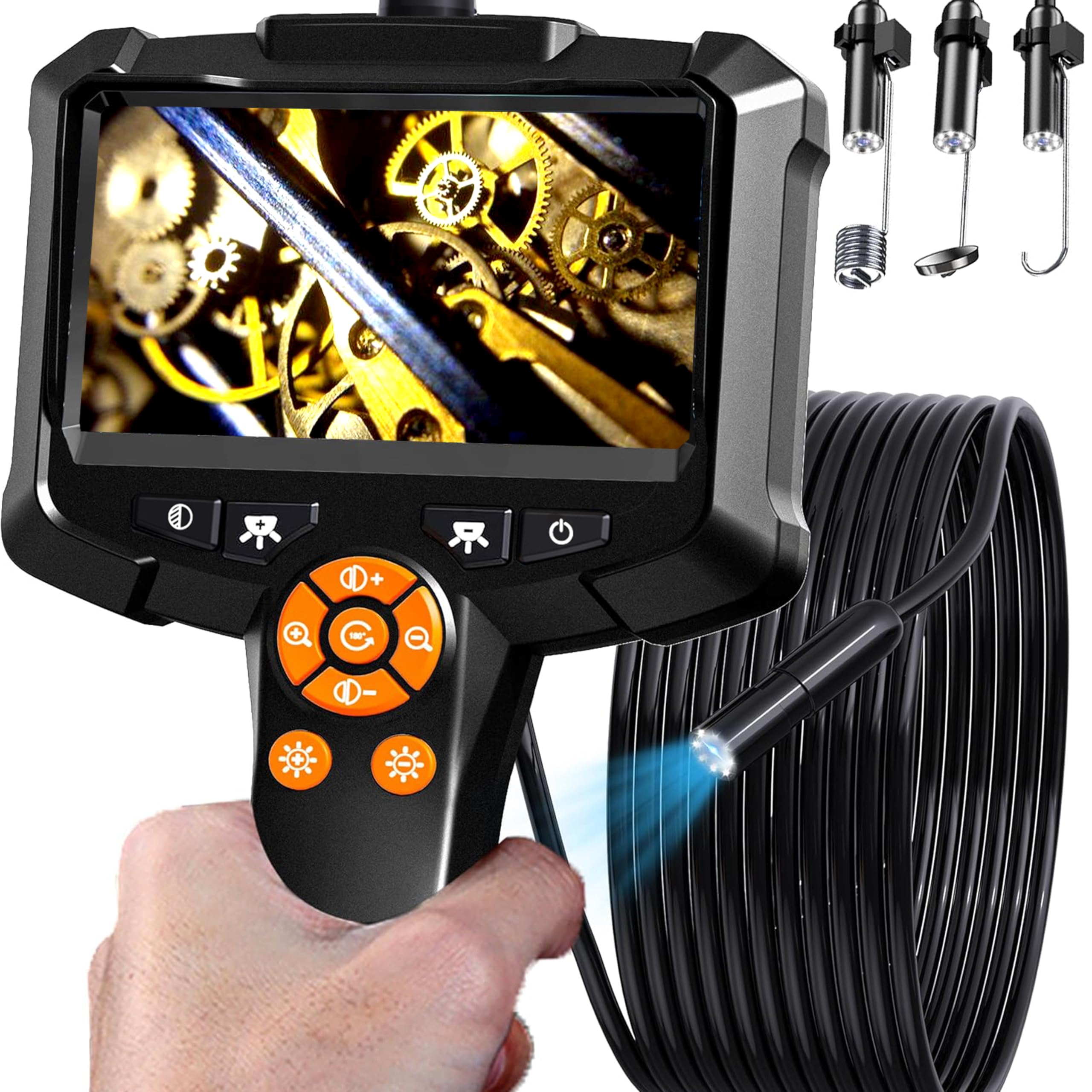 Daxiongmao Borescope, Endoscope Camera with Light, IP67 Waterproof Endoscope, 1080P HD Inspection Camera, Borescope Camera with Light, 16.5 Ft Flexible Endoscope Camera, Gadgets for Men (4.3”)