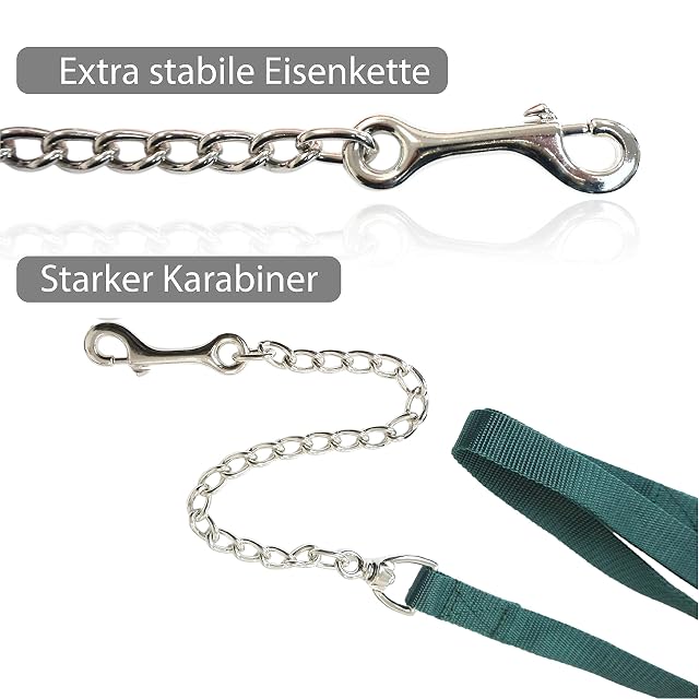 Foto 3 de 8 de Cadena de guía para caballos, guía segura con cadena de hierro y mango de nailon
