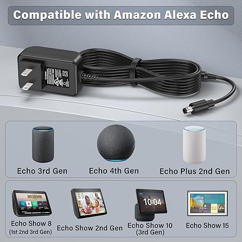 Miniatura 2 de Cargador de 18 V para altavoz Echo de 3ª 4ª generación con cable de alimentación Alexa, adaptador de CA y CC para Echo de 3ª 4ª generación, para