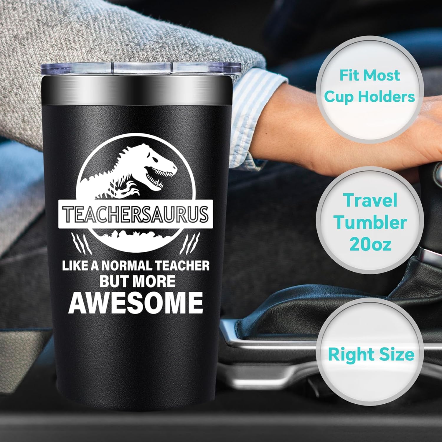BIRGILT Best Teacher Gifts for Men, Women - Teacher Appreciation Gifts - Teachers Valentine Day Gift - Thank You Gift for Teachers Day, Appreciation Week, End of Year - 20oz Teachersaurus Tumbler Cup - Image 7