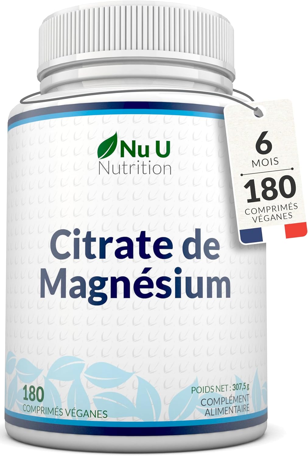 Magnesium Citrate 700mg – 180 Vegan Tablets – 6 Months – 200mg Elemental Magnesium – Highly Bioavailable Magnesium – Made in Europe – Nu U Nutrition