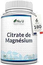 Magnesium Citrate 700mg - 180 Vegan Tablets - 6 Months - 200mg Elemental Magnesium - Highly Bioavailable Magnesium - Made in Europe - Nu U Nutrition