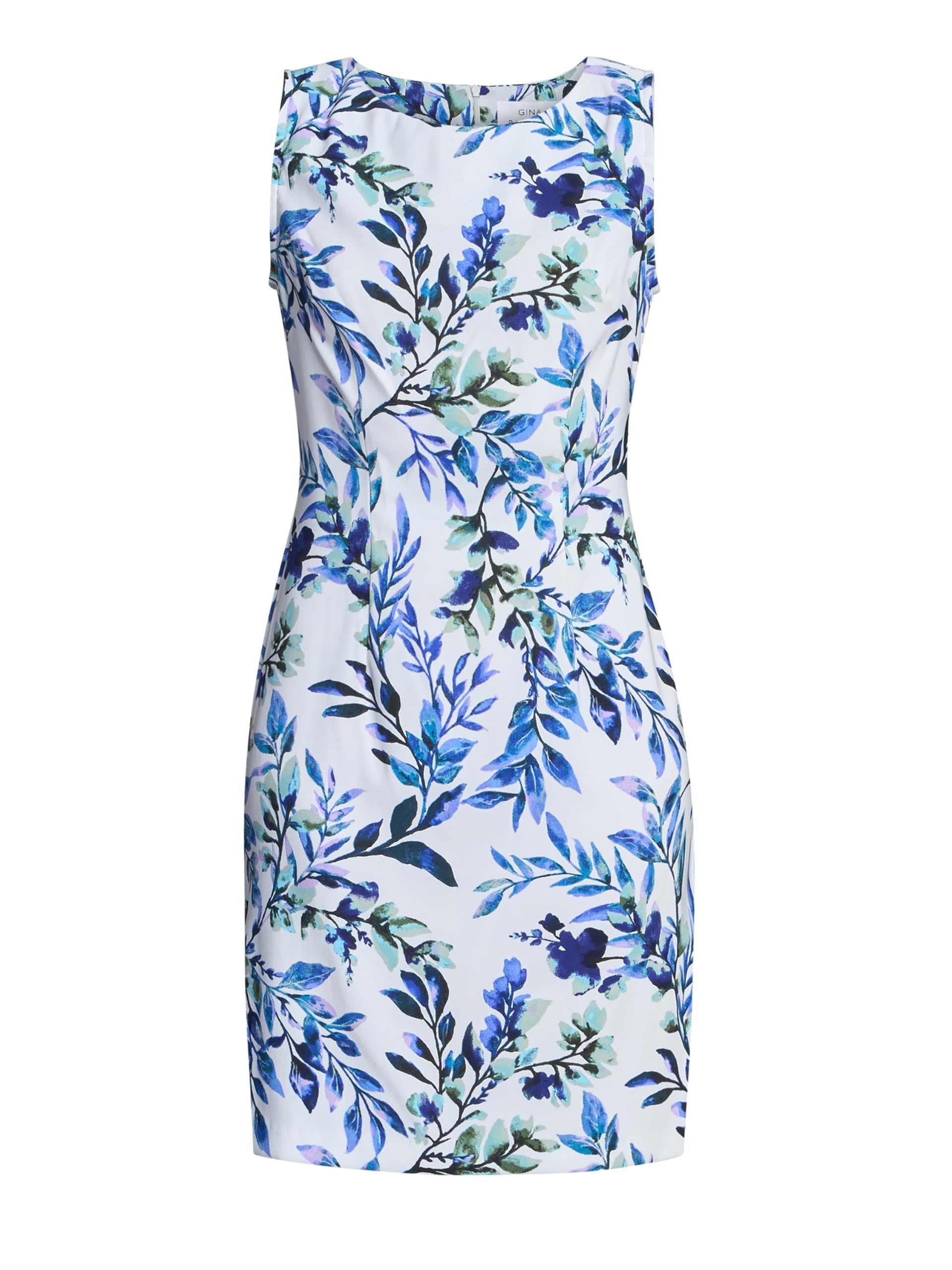 Gina Bacconi Women's Floral Shift Dress Cocktail, Ivory/Blue, 20