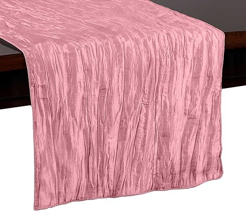 Ultimate Textile Delano - Camino de mesa de tafetán arrugado, 14 x 108 pulgadas, color rosa