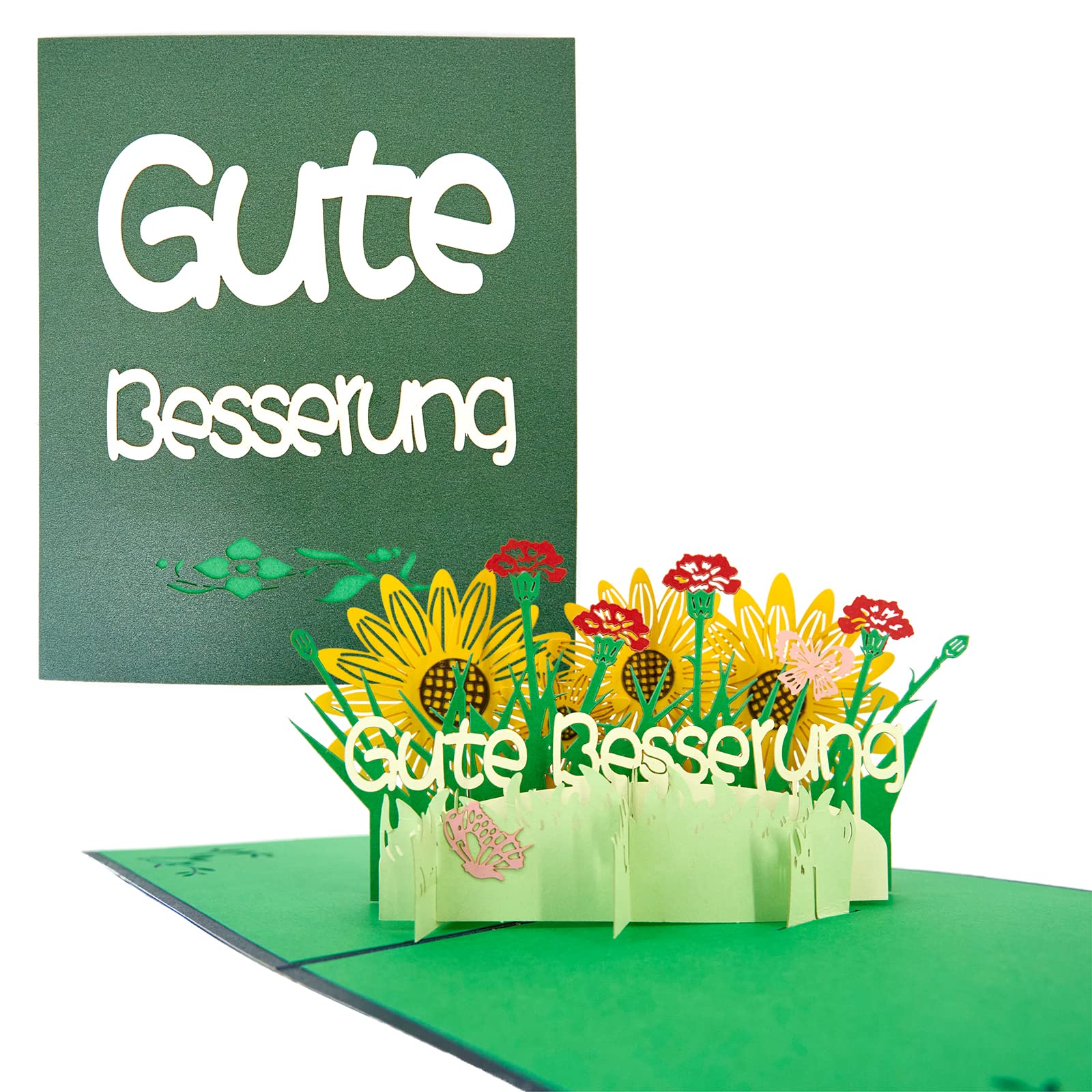 TOG BEG Biglietto di auguri pop-up 3D con motivo Gute Besserung e fiori, un regalo amorevole e un buon miglioramento per persone interessate di famiglie, amici o colleghi, con busta (oro