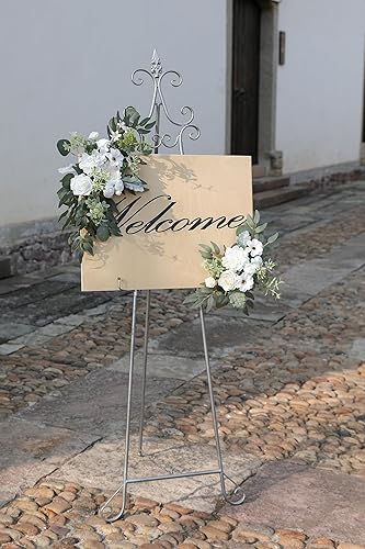 Miniatura 2 de Juego de 2 flores artificiales blancas para arco de boda, decoración del hogar, decoración del hogar