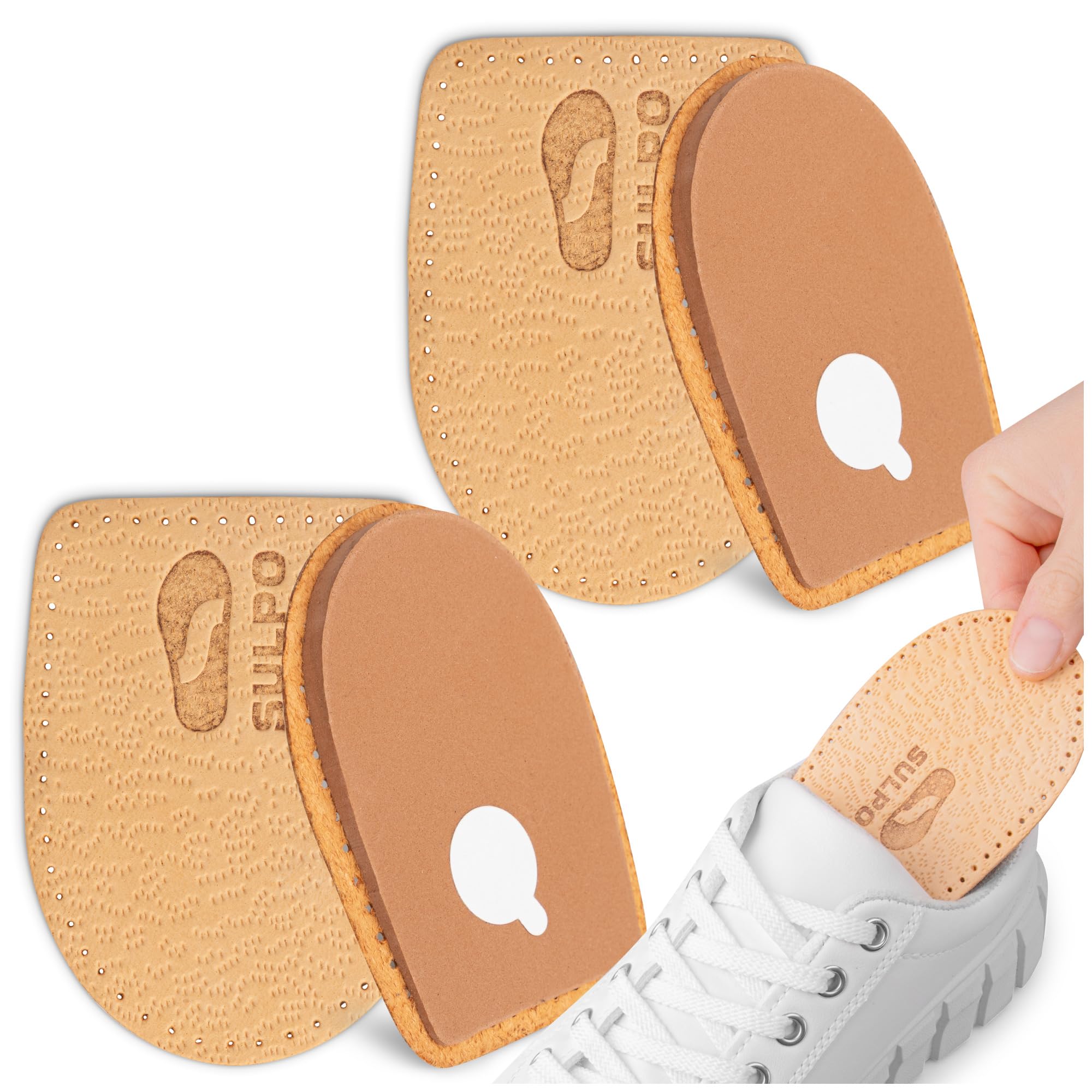Sulpo 2 pares de talones para zapatos para hombres y mujeres - Plantillas de zapatos para mujer para levantar y levantar el talón, beige altura 5 mm, tamaño 41-46