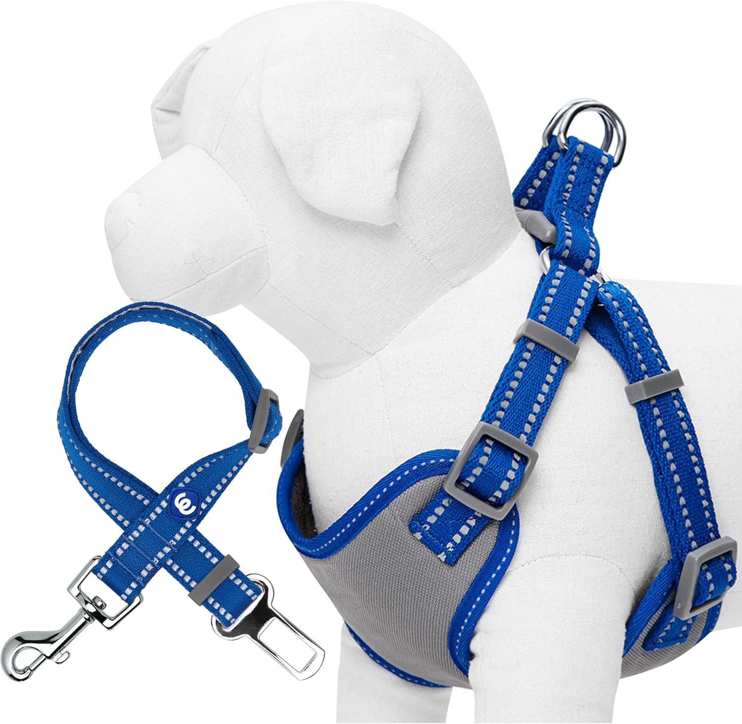 Pastel Blueberry Pet Reflective No-Pull Dog Harness with Seatbelt Clip – Medium Navy Blue Pastel Blueberry Pet Reflective No-Pull Dog Harness with Seatbelt Clip – Medium Navy Blue