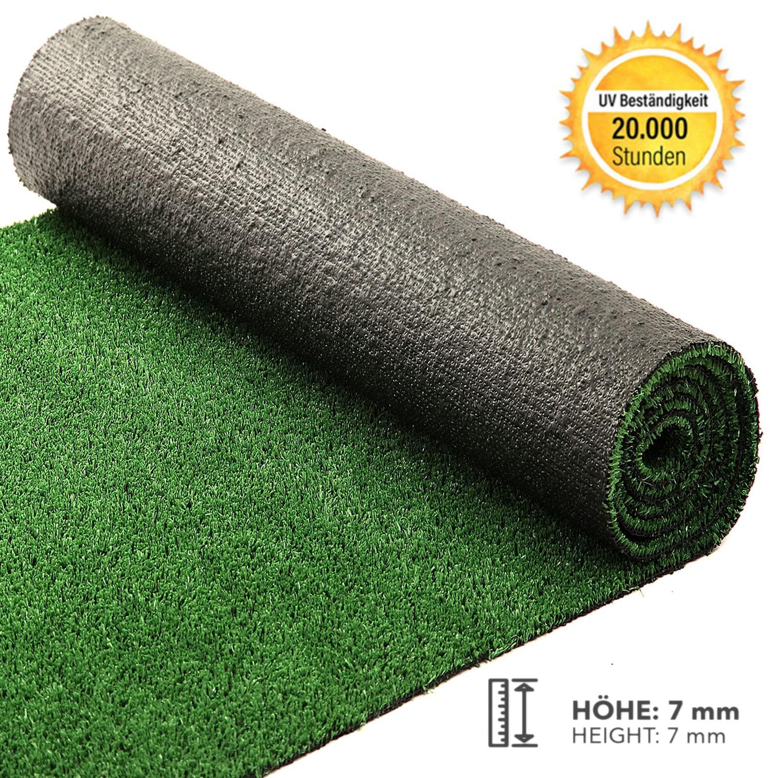 Floordirekt Gazon Synthétique 2 x 5 m = 10 m² Gazon Synthétique pour Balcon Résistant aux Intempéries - Vert 7mm Spring