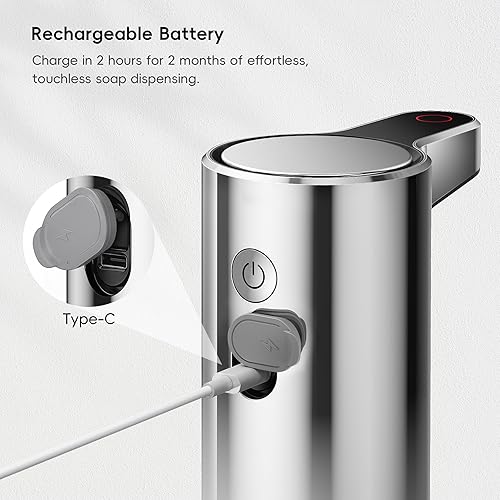 Miniatura 4 de EKO Aroma - Dispensador automático de jabón líquido de 9 onzas líquidas, recargable y resistente al agua para cocina y baño, con control de volumen