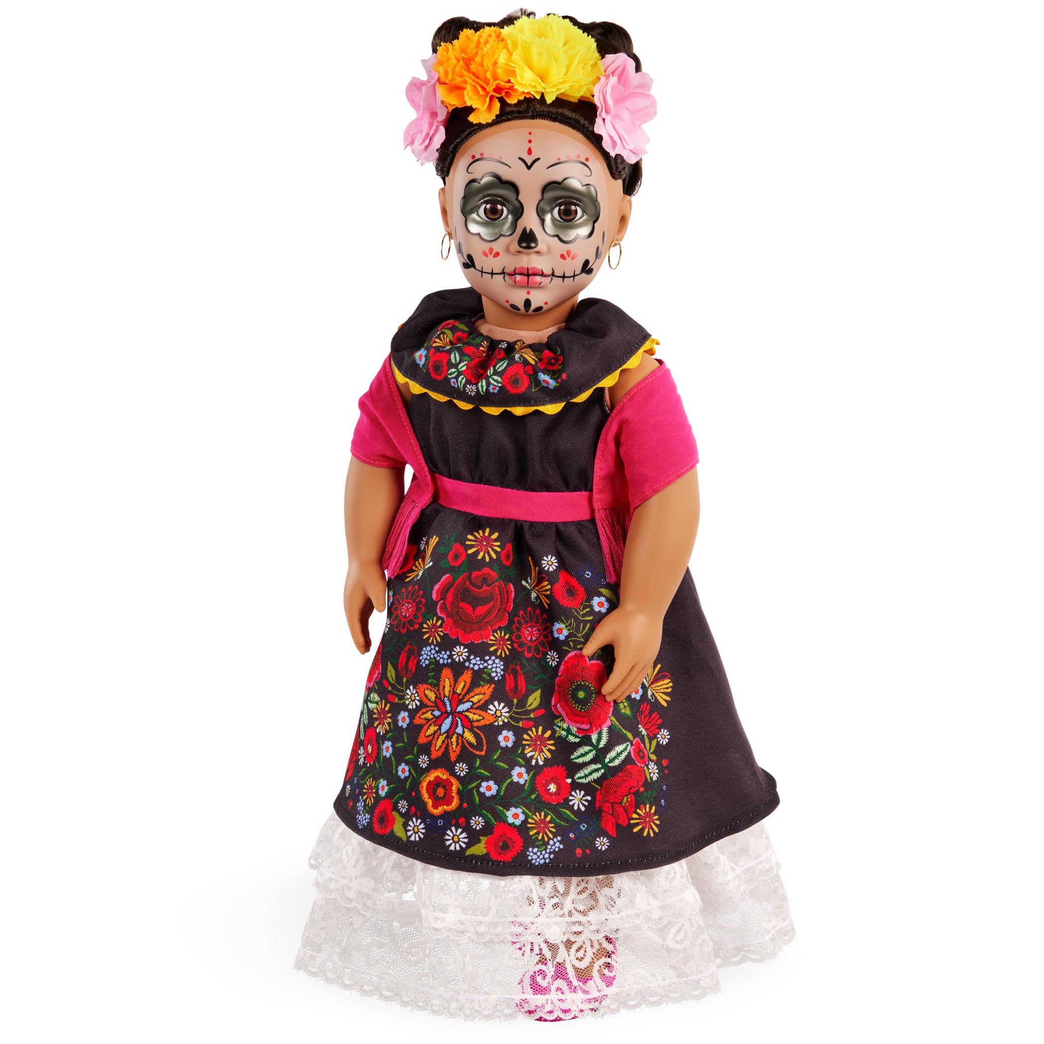 Our Generation - Esperanza - Special Edition 18-Inch Día de los Muertos Doll - Lifelike Brown Eyes & Wavy Brown Hair - Flower Crown & Signature Calavera Face Paint - Toy for Kids 3 Years +