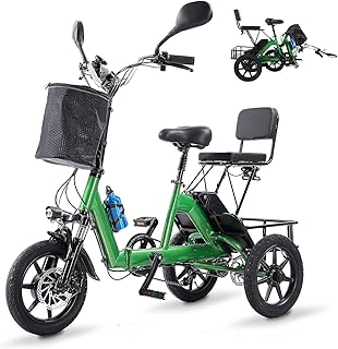 Electric Tricycle for Adults Foldable, 350W Electric Trike, Folding Trike Ebike, 3 Wheel Bikes for Adults 480Wh Removable Battery 2 Seats Up to 45 Miles, Electric Bike