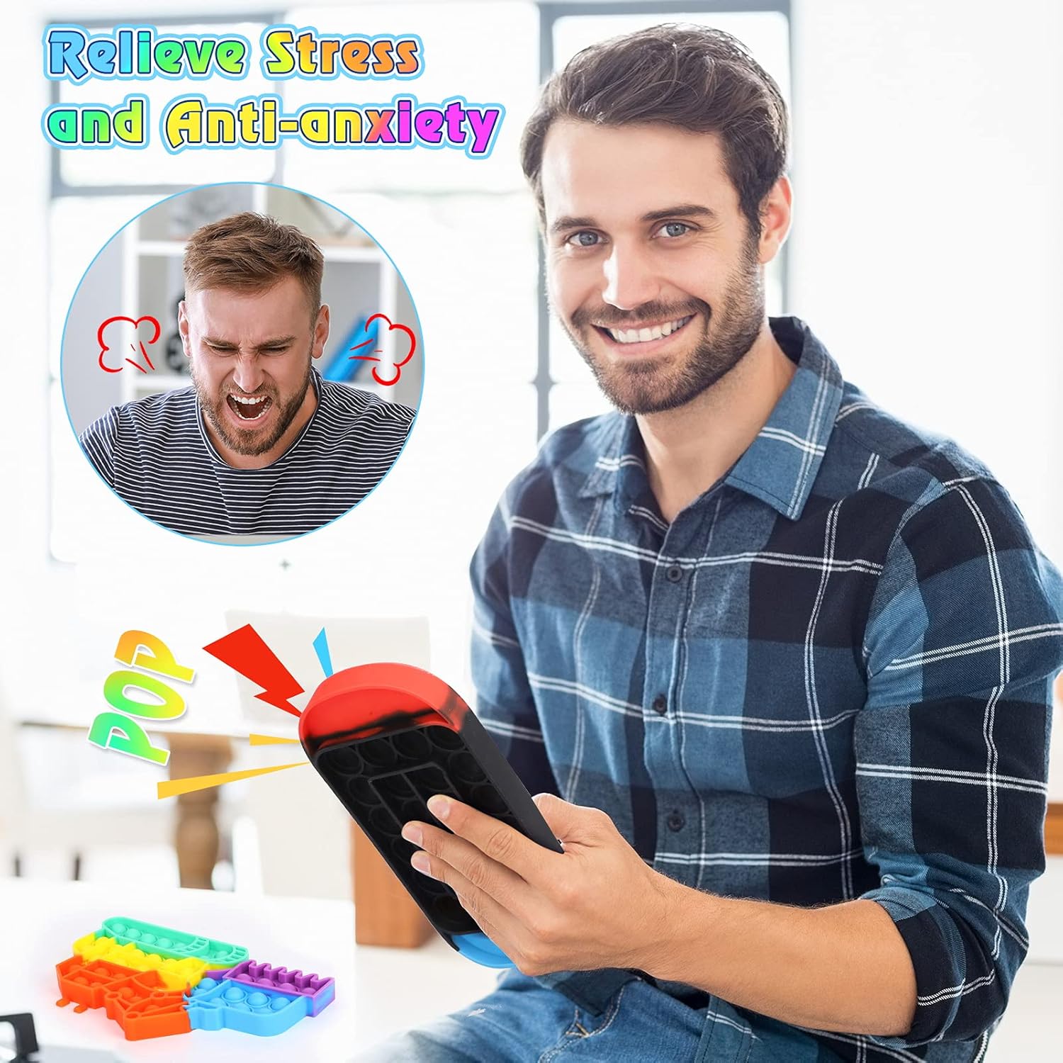 iTechjoy Push Bubble Fidget Poppers Toy, Anxiety Stress Reliever ...
