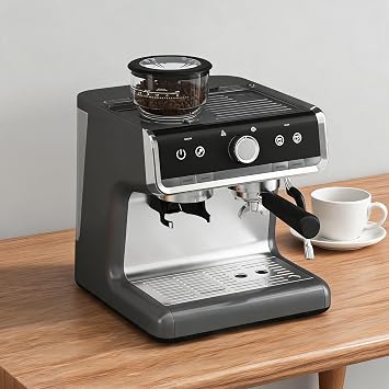 IDEALHOUSE 20 Bar Semi Automatic Espresso Machine, Gray Stainless Steel Coffee Maker with Milk Frother Steam Wand, 95oz Water Tank, Professional Latte Cappuccino Espresso Maker for Home