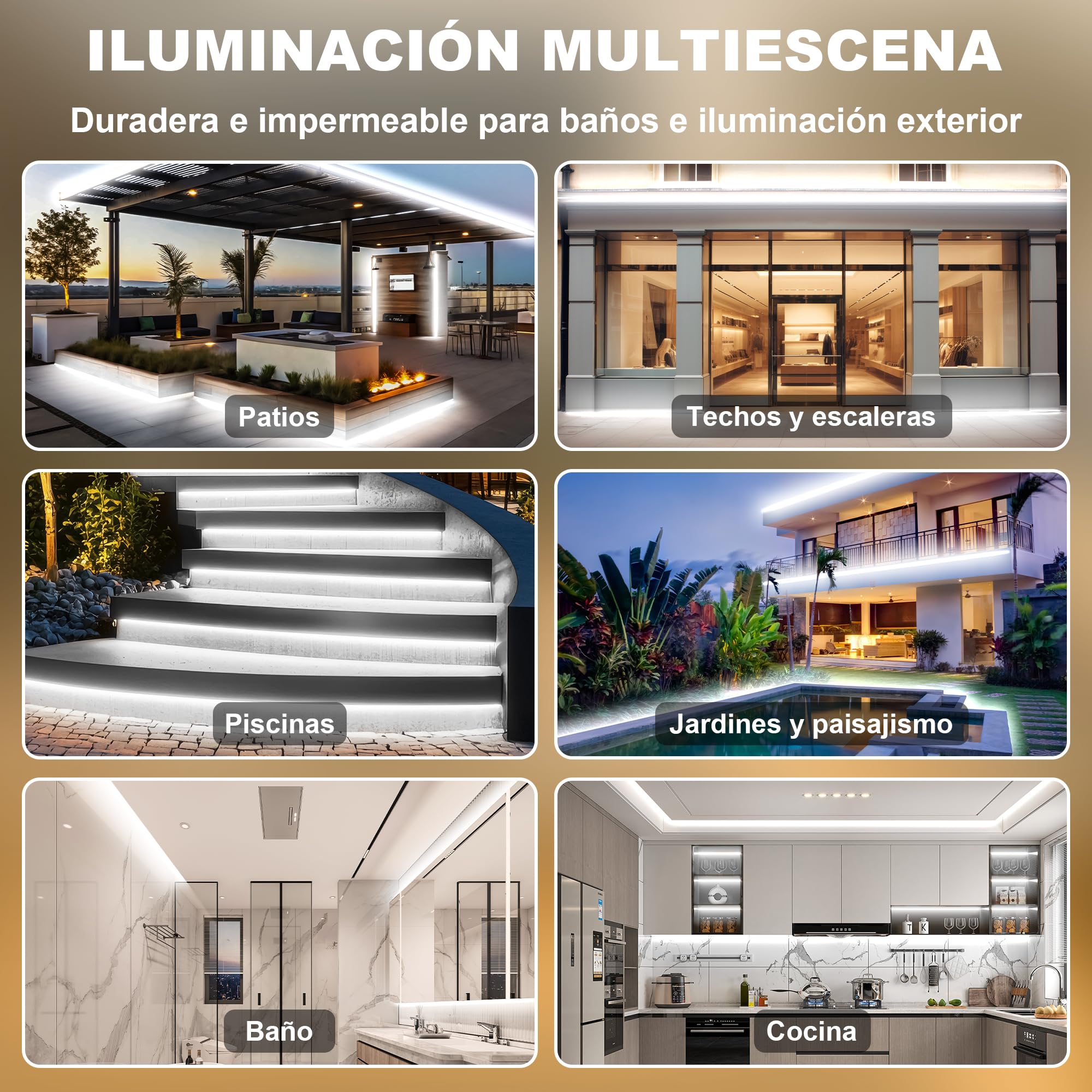 Gliztech Ruban LED COB Exterieur IP67 Étanche AC 230V à Douille Directe, Super Lumineuse Led Cob avec Contrôleur à Double Fusible, Bande LED Blanc pour Jardin Terrasse Commerciale (6500K, 30M)