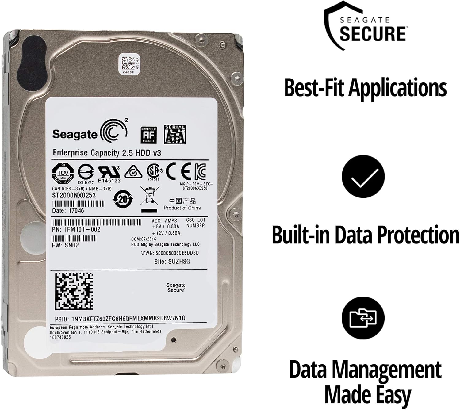 Seagate Enterprise Capacity 2.5 2TB 7200RPM SATA 6Gb/s 2.5-Inch Hard Drive (ST2000NX0253)