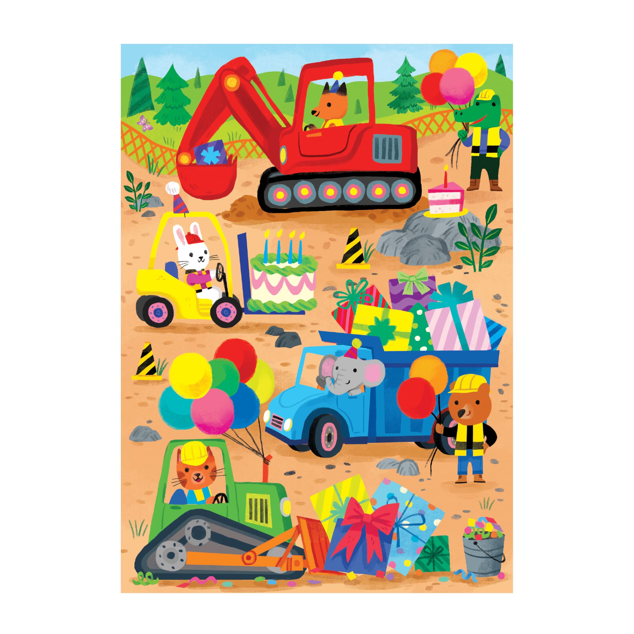 Mudpuppy Construction Site - Construction Site Birthday Themed Greeting Card and Jigsaw Puzzle Includes Color Coordinated Envelope and Sticker Seal - Image 2