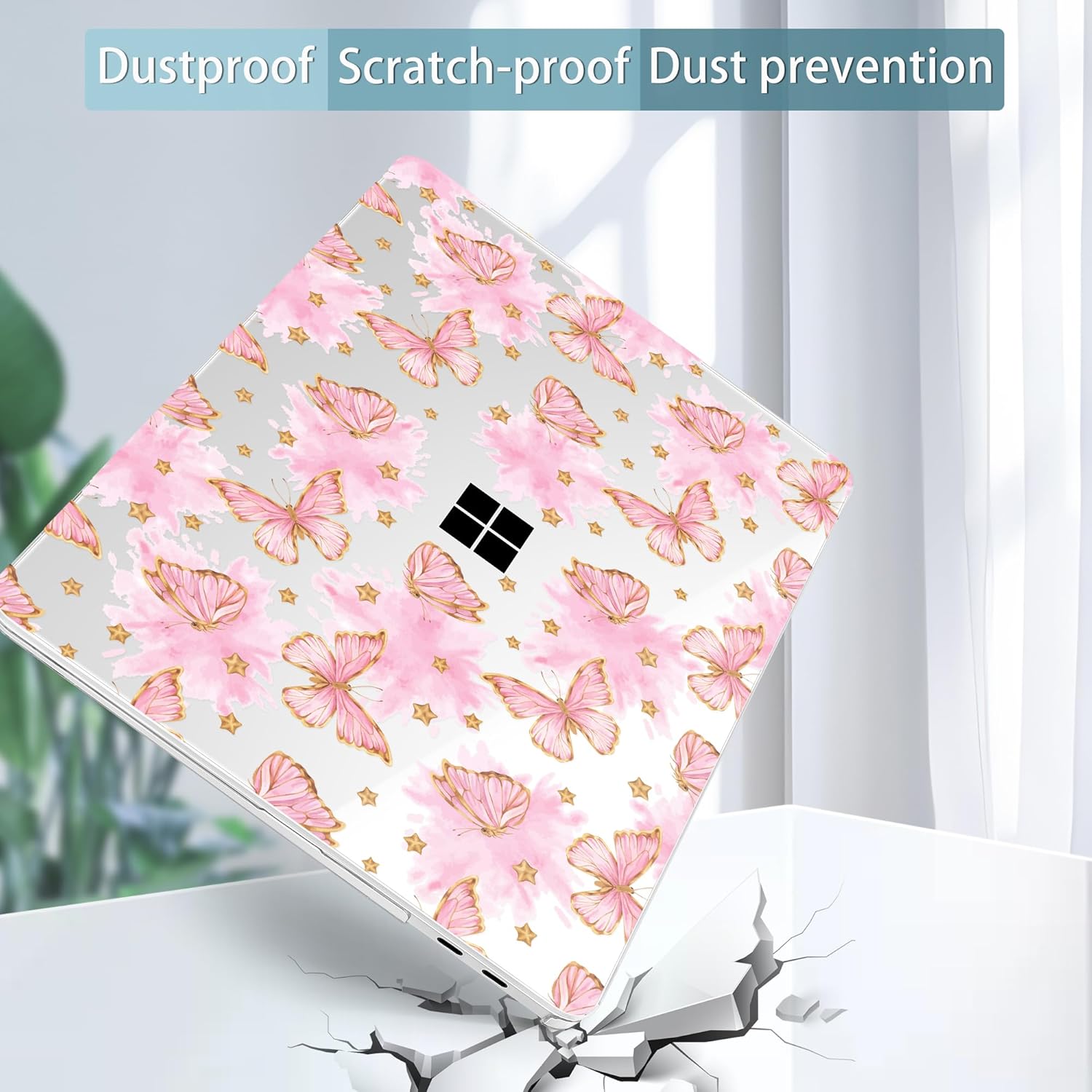 Tuiklol for 2025 Microsoft Surface Laptop 13 inch Case, Windows 11 Touchscreen Copilot+ PC Laptop 13 Model 2095 with Protection Surface 13 inch Cover,Pink Butterfly - Image 4