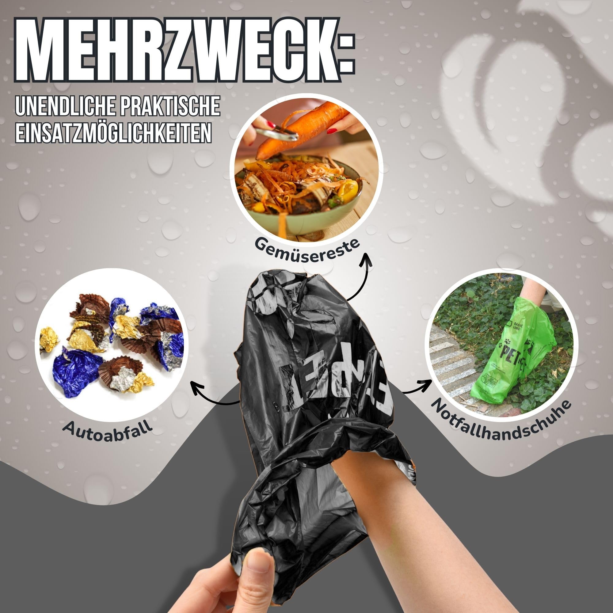PET N PET Hundekotbeutel, 1080 Stück, 60 Rollen Kotbeutel, Schwarz | Extra dick & reißfest, 41% pflanzenbasiert, Geruchlos, Auslaufsicher, kotbeutel für hunde & Katzenstreubeutel