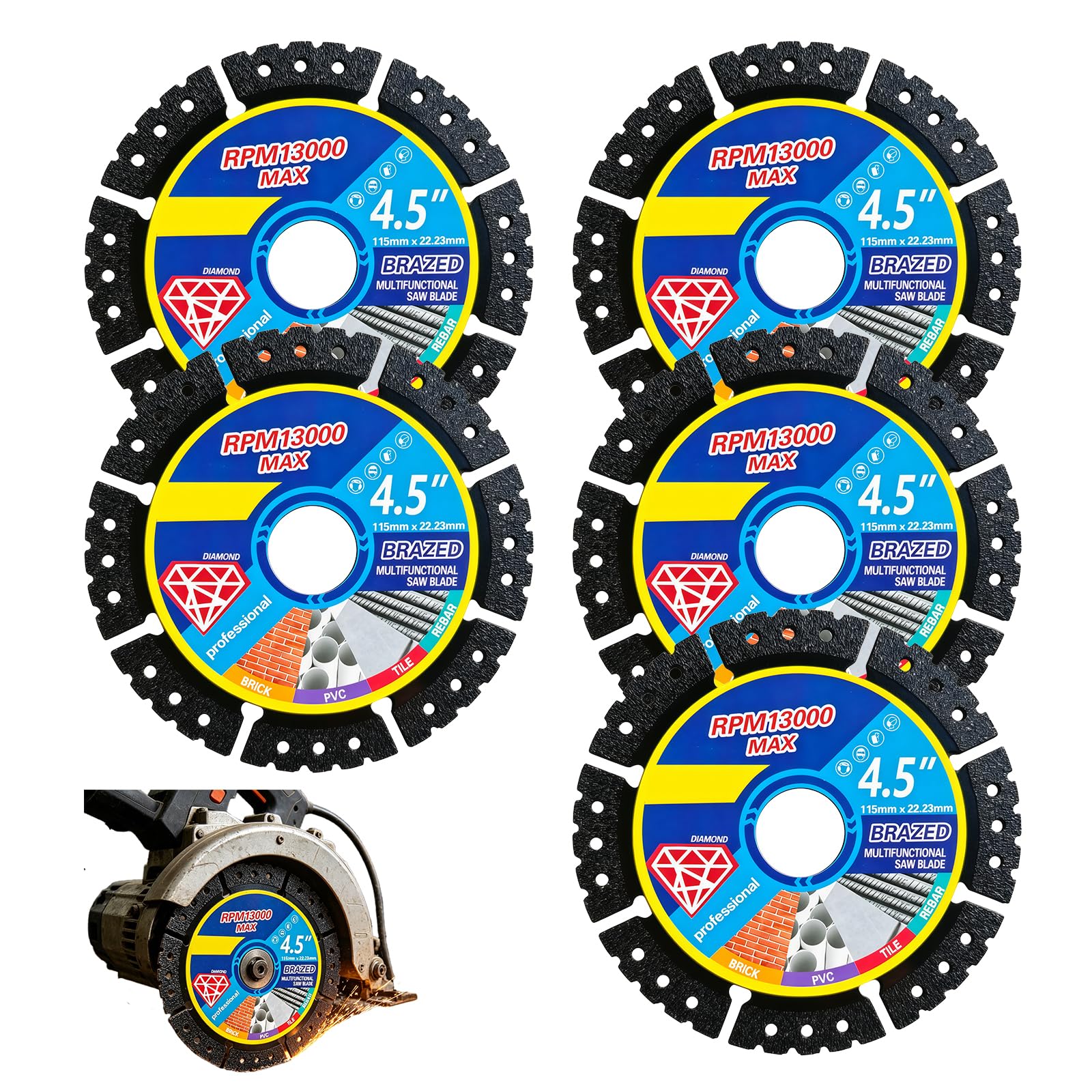 5Pcs Diamond for Lozlin Cutting Disc, 115mm Diamond Cutting Disc