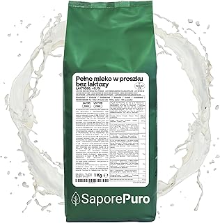 SaporePuro Pełne Mleko w Proszku Bez Laktozy 1 kg | Wysoka Rozpuszczalność | Idealne do Ciast, Chleba i Lodów | Zastosowanie Profesjonalne i Przemysłowe | Bez Laktozy | Bezglutenowe