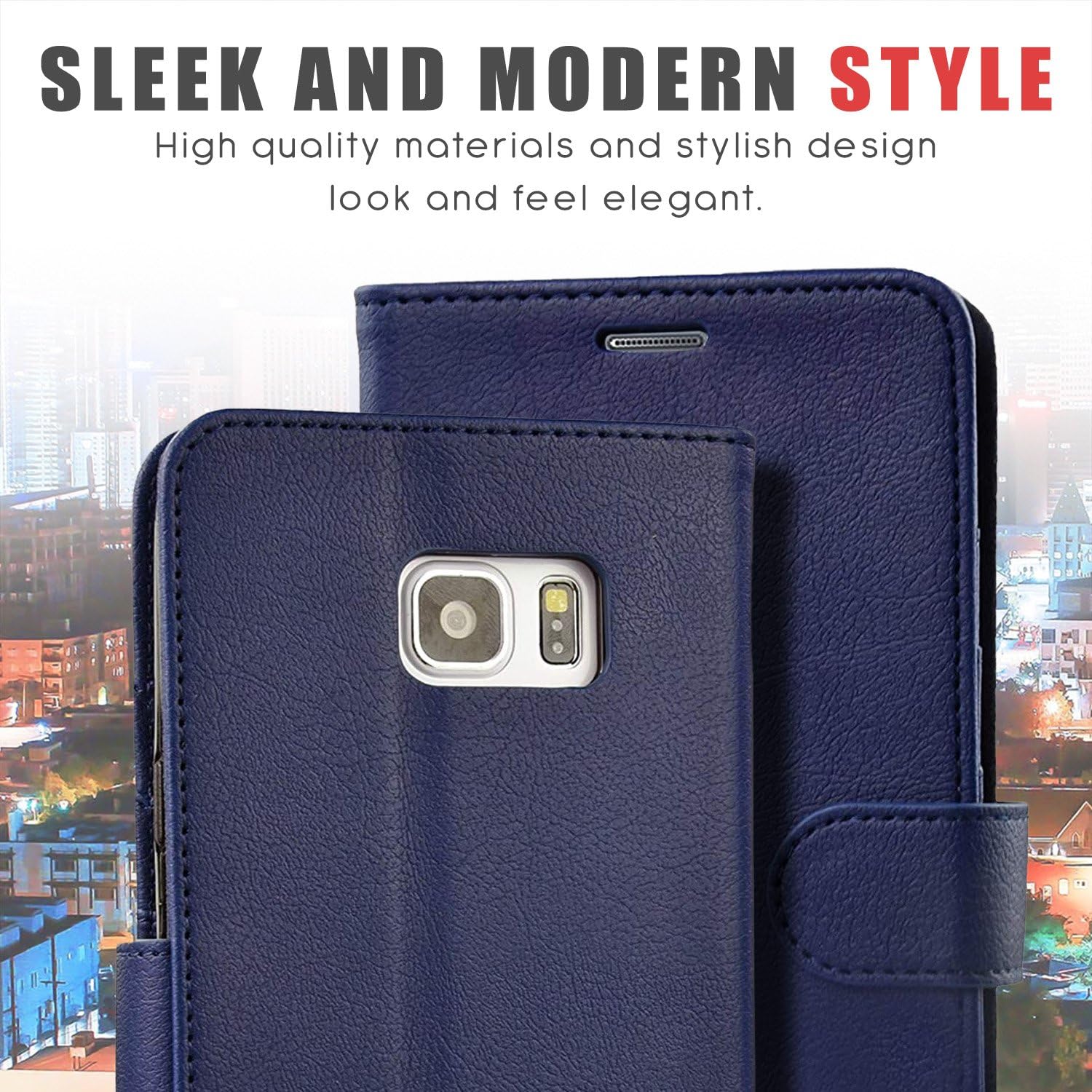 Note 5 Case, Abacus24-7 Samsung Galaxy Note 5 Wallet with Flip Cover and Stand, Blue