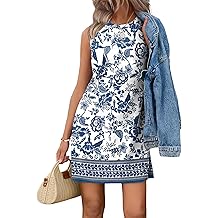 Casual Dresses for Women Crewneck Sleeveless Tank Dress Summer Spring Boho Vacation Clothes