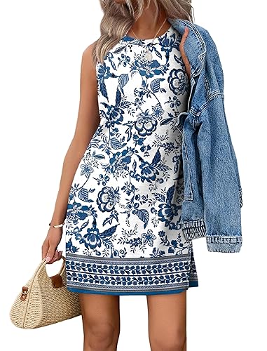 Casual Dresses for Women Crewneck Sleeveless Tank Dress Summer Spring