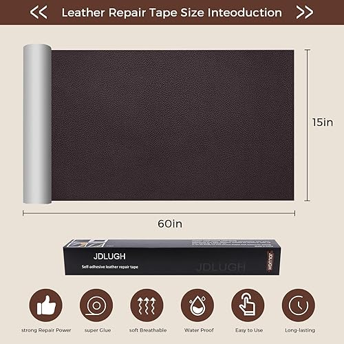 Miniatura 3 de Cinta de parche de reparación de cuero para sofá, sofá autoadhesivo grande, asiento de automóvil, silla de oficina, muebles de cuero, kit de parches