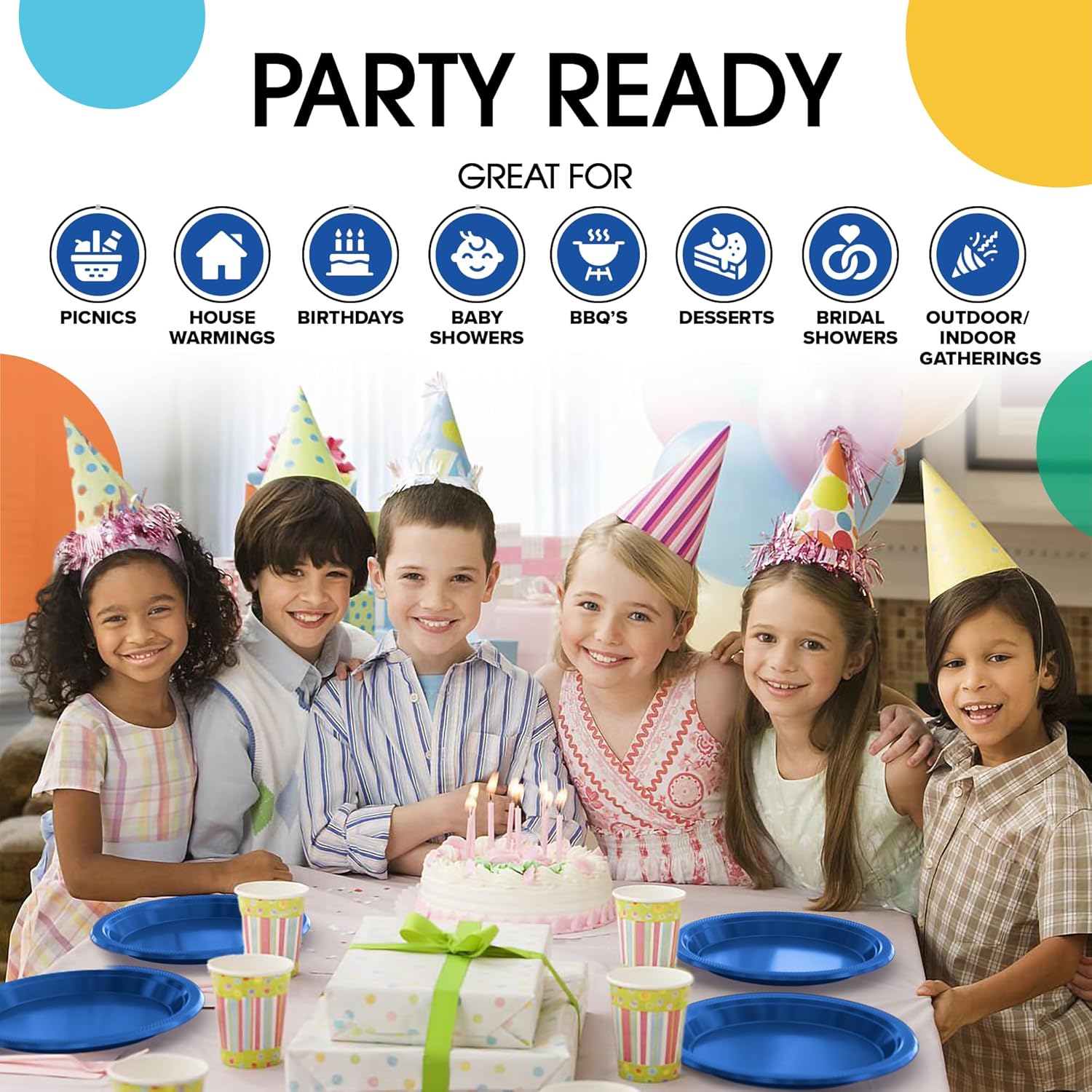 Party Solids Dark Blue Plastic Plates For Party 7" Dark Blue Disposable Plates Heavy Duty 100 Pcs Plastic Dinnerware Sets Heavy Duty 350 GSM Disposable Dinnerware Set - Image 6