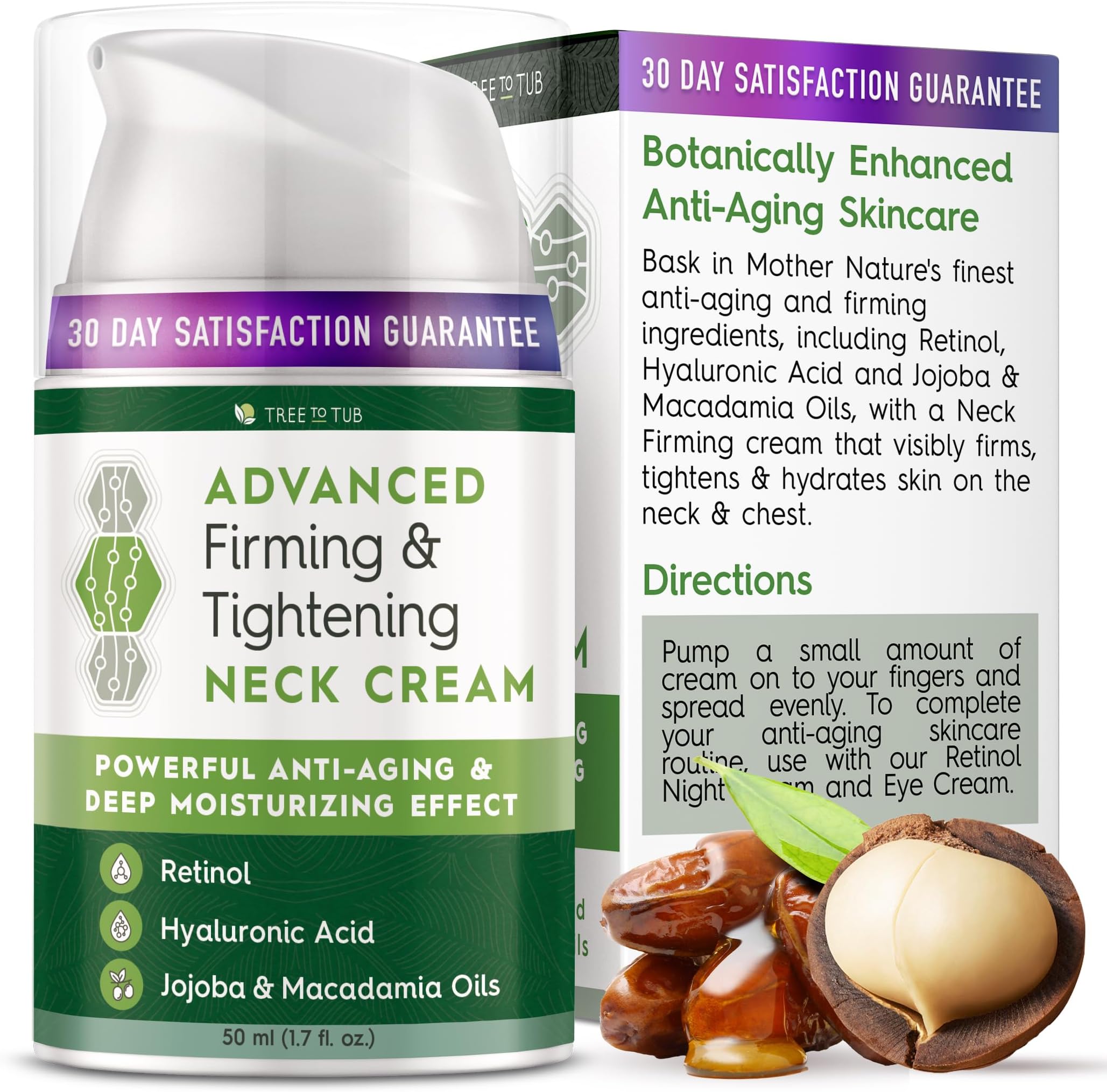Tree To Tub Neck Firming Cream - Advanced Firming Neck Cream w/Hyaluronic Acid Retinol, Neck and Chest Firming Cream for Women Men, Moisturize & Elasticity Boost, Reduces The Appearance of Wrinkles