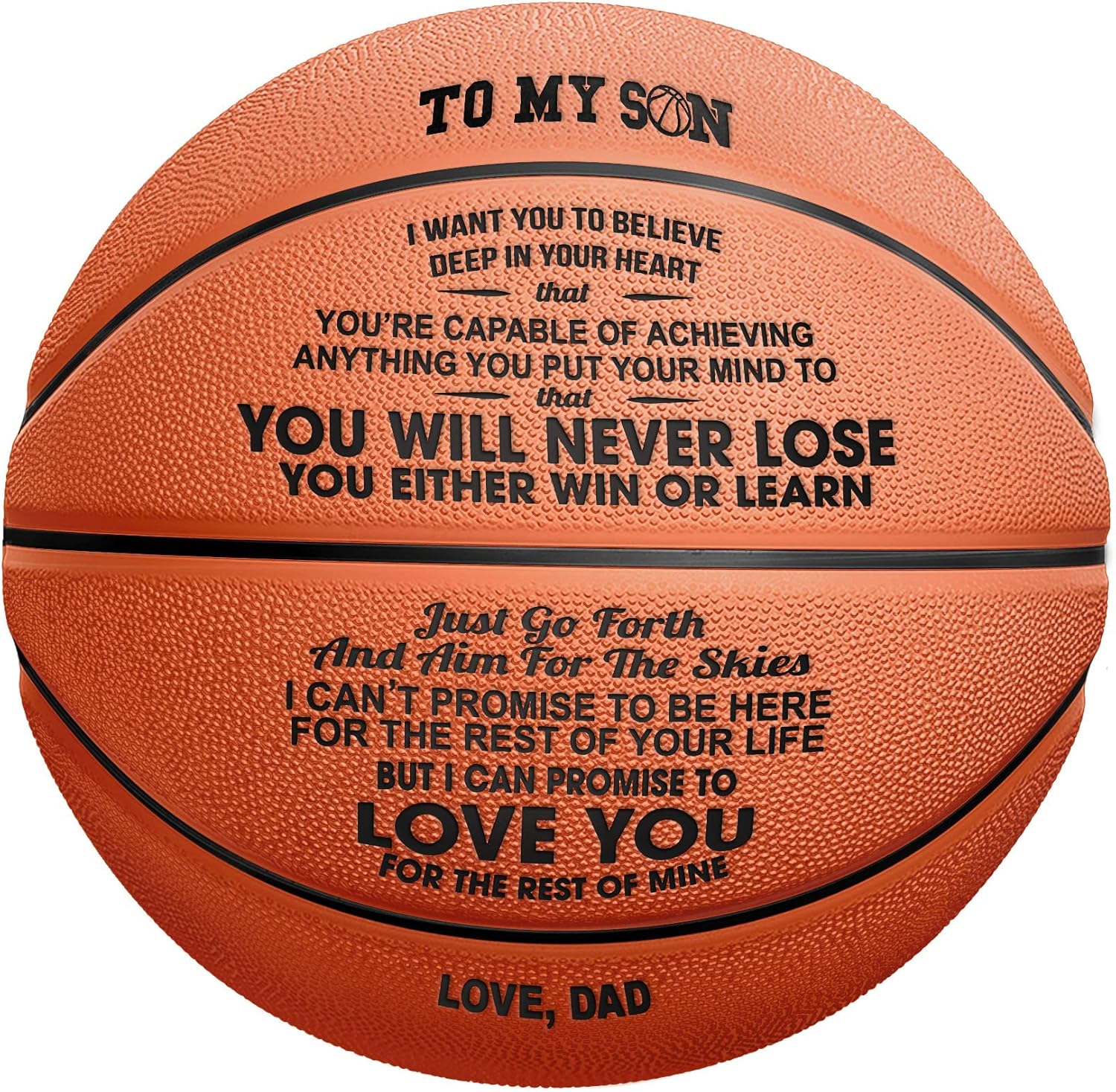 QZL Engraved Basketball from Mom/Dad to Son (Shopify) (BKB - 002 - from Dad) : Sports & Outdoors