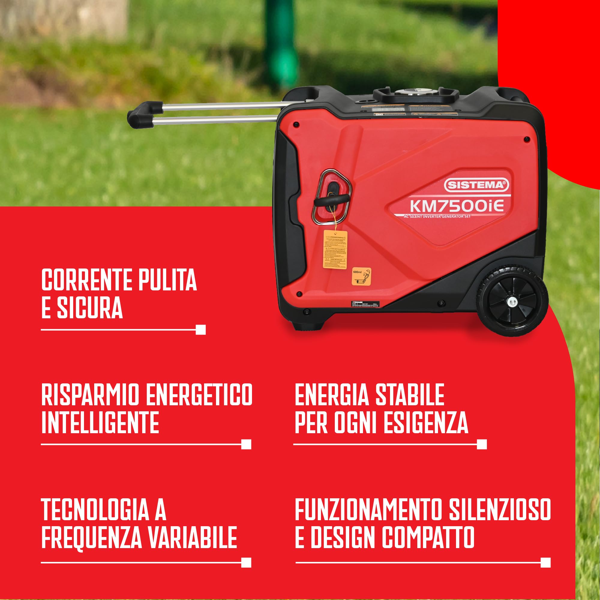 SISTEMA® – Generatore di corrente a Benzina 236cc monofase 5.000w | Mod. KM7500i-E