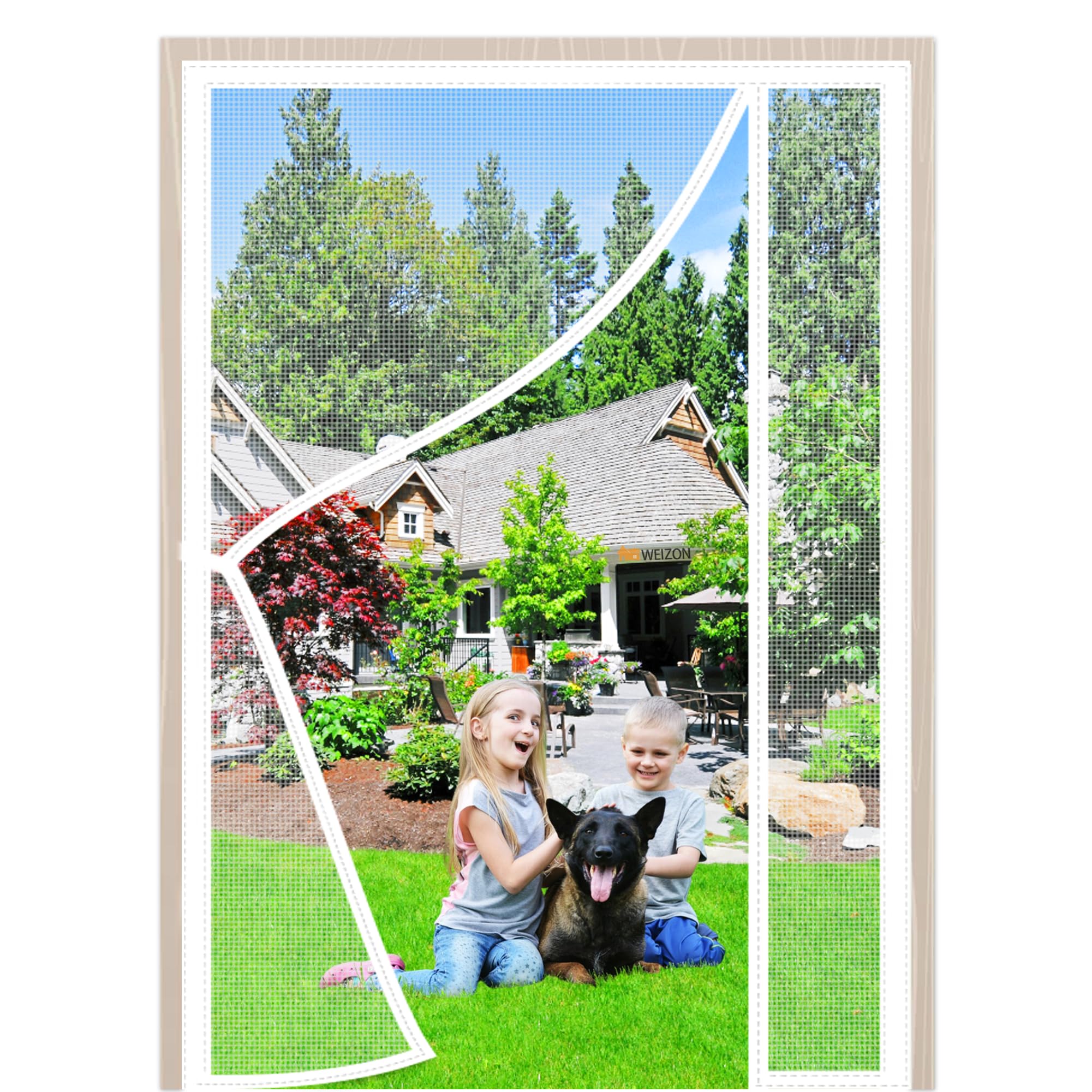 Weizon White Side Opening Magnetic Fly Screen Door Fly Screen 145X200cm Self Sealing Hands Free Full Frame Door Curtain With Heavy Duty Mesh For Anti Mosquito Or Anti Pest