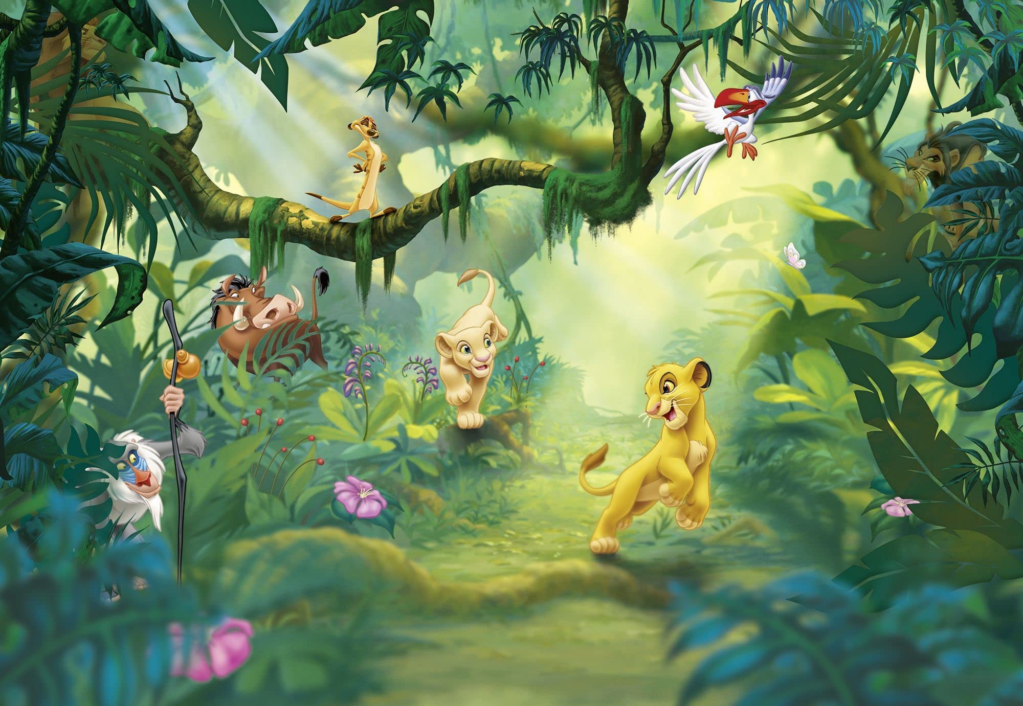 WTD - Carta da parati fotografica "Lion King Jungle", 368 x 254 cm, multicolore