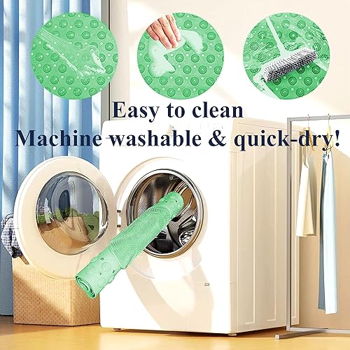 Miniatura 8 de Alfombrilla de baño para bañera y ducha, antideslizante con ventosas, exfoliante para pies, orificios de drenaje y puntos de masaje, PVC, 19.7 x Azul