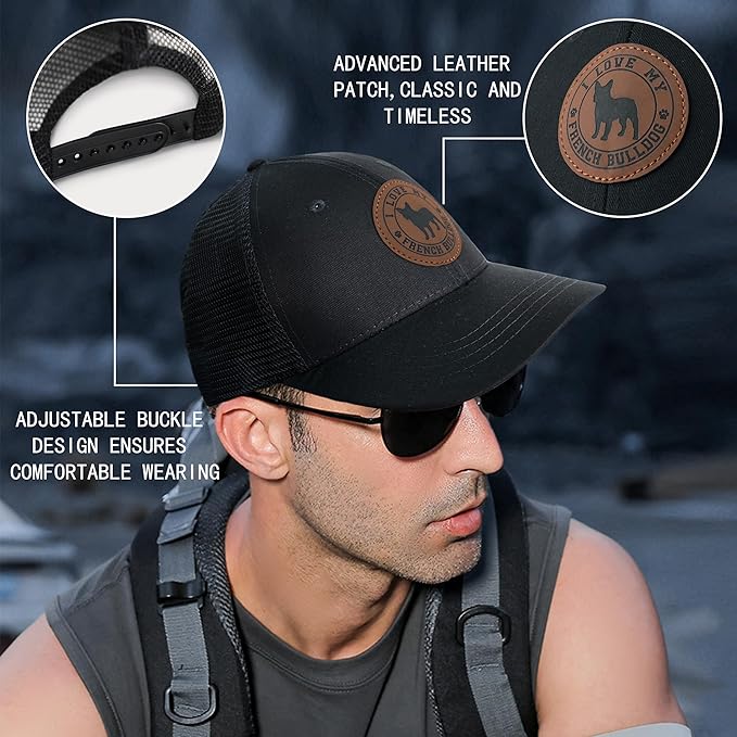 Gorra Trucker de Cuero con Parche Perro - Gorra Ajustable Hombre Mujer miniatura 2