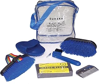 Eureka Horse Pony Grooming Kit 6 Pieces + Free Carry Bag BLUE