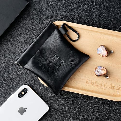 Miniatura 7 de Kbear BP01 Plus - Paquete de 1 funda de almacenamiento portátil para auriculares IEM, en oídos, audífonos, bolsa de viaje de cuero para joyas,