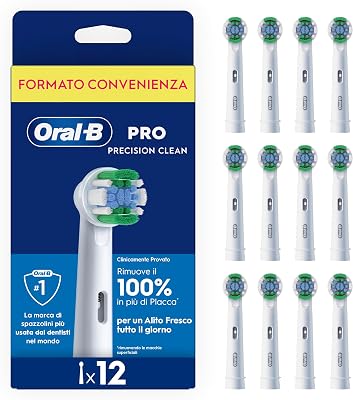 Oral-B Testina Di Ricambio PRO Precision Clean Bianca. Confezione da 12 Testine