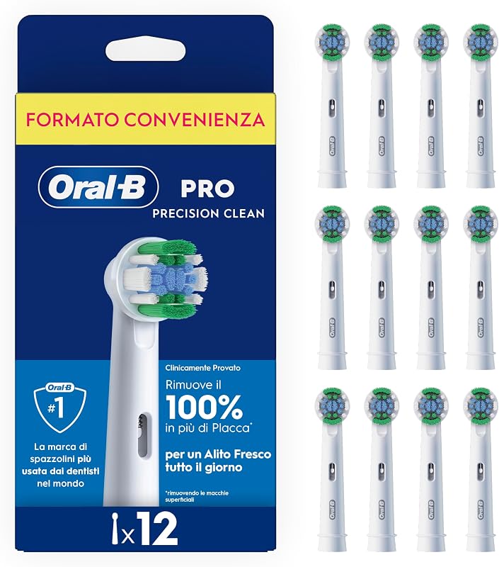 Oral-B Testine di Ricambio Pro Precision Clean, Bianche, 12 Ricambi
